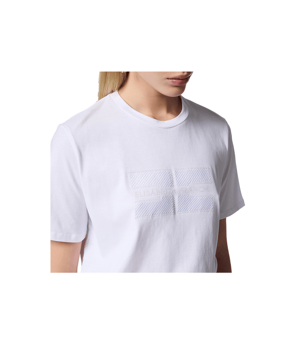 Elisabetta Franchi T-shirt met geborduurd logo met strass