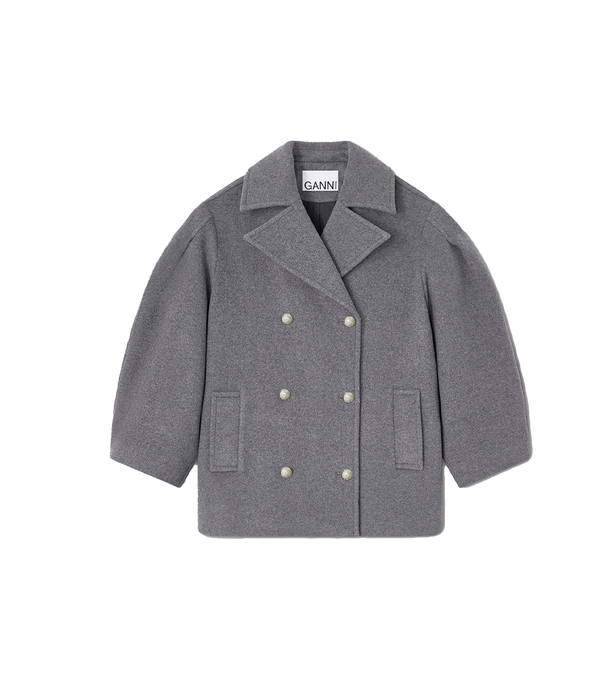 Ganni Grijze Wollen jas