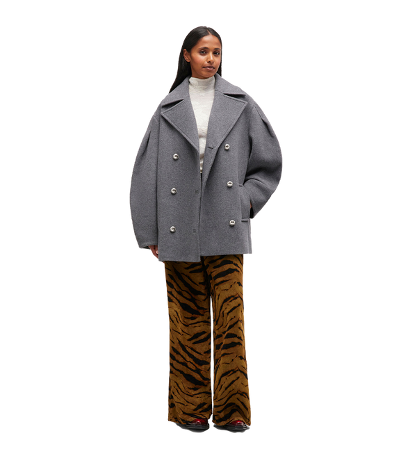 Ganni Grijze Wollen jas