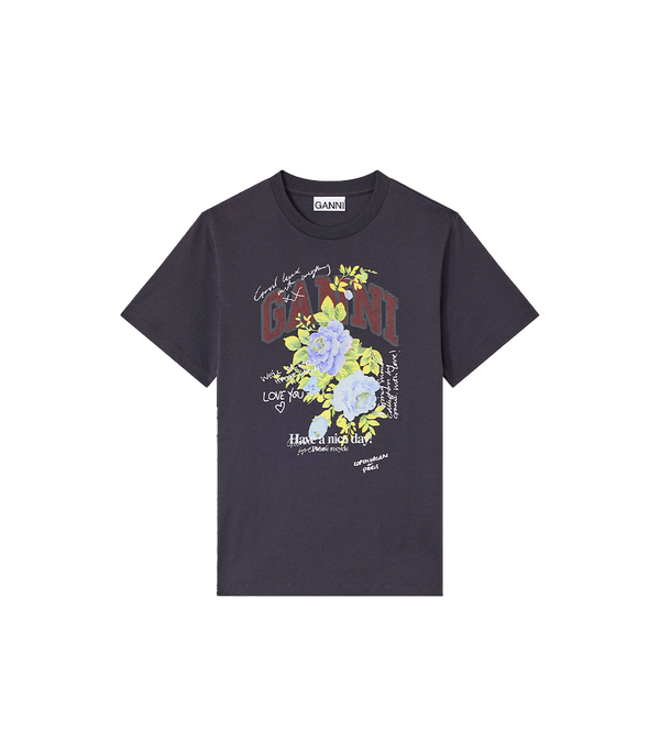 Ganni Zwarte Roos T-shirt