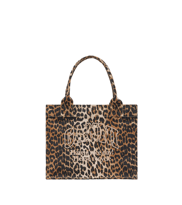 Ganni Leopard Large Canvas Bag