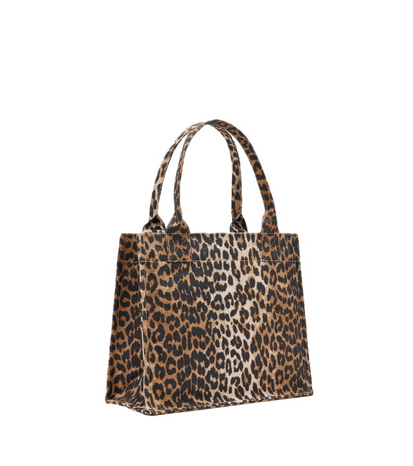 Ganni Leopard Large Canvas Bag