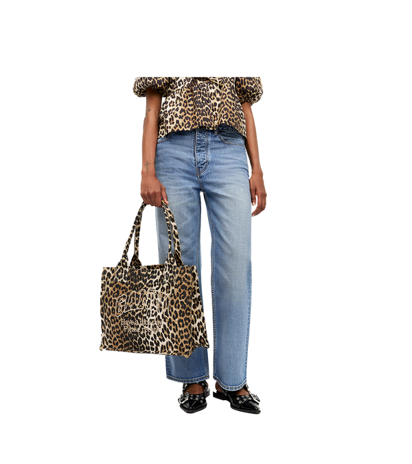 Ganni Leopard Large Canvas Bag