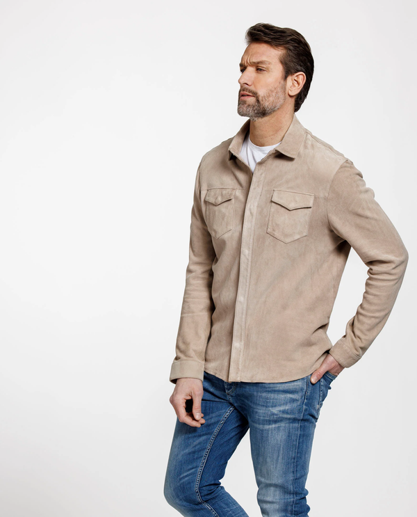 Alter Ego Suede Overshirt - Taupe